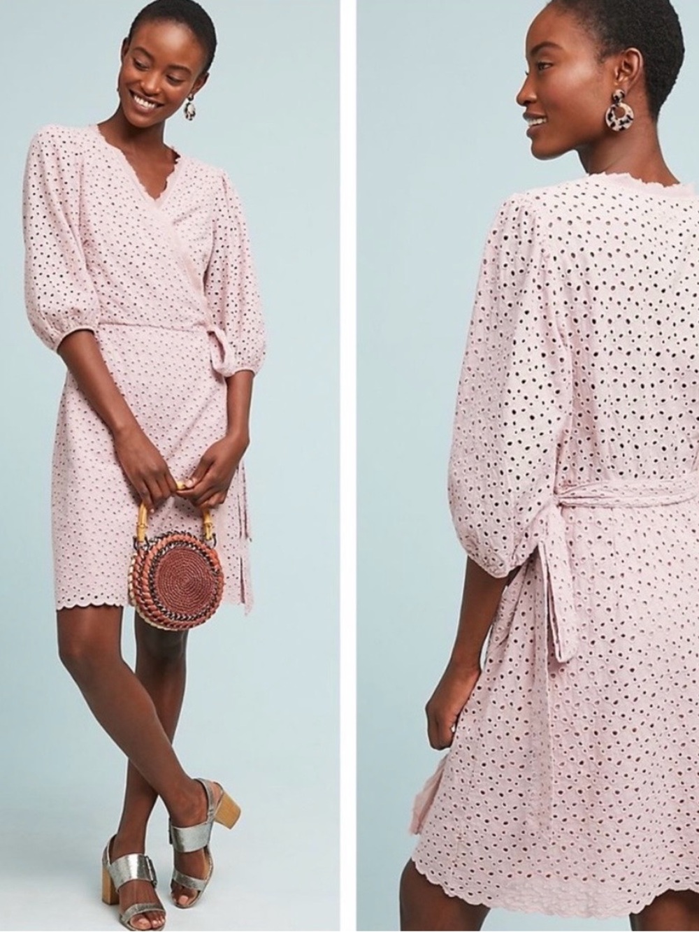 NWT Anthropologie White Merina Eyelet Wrap Dress